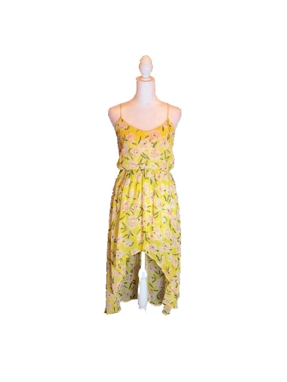FOREIGN EXCHANGE Lovely Yellow Hi-Low Floral Print Sundress Size S